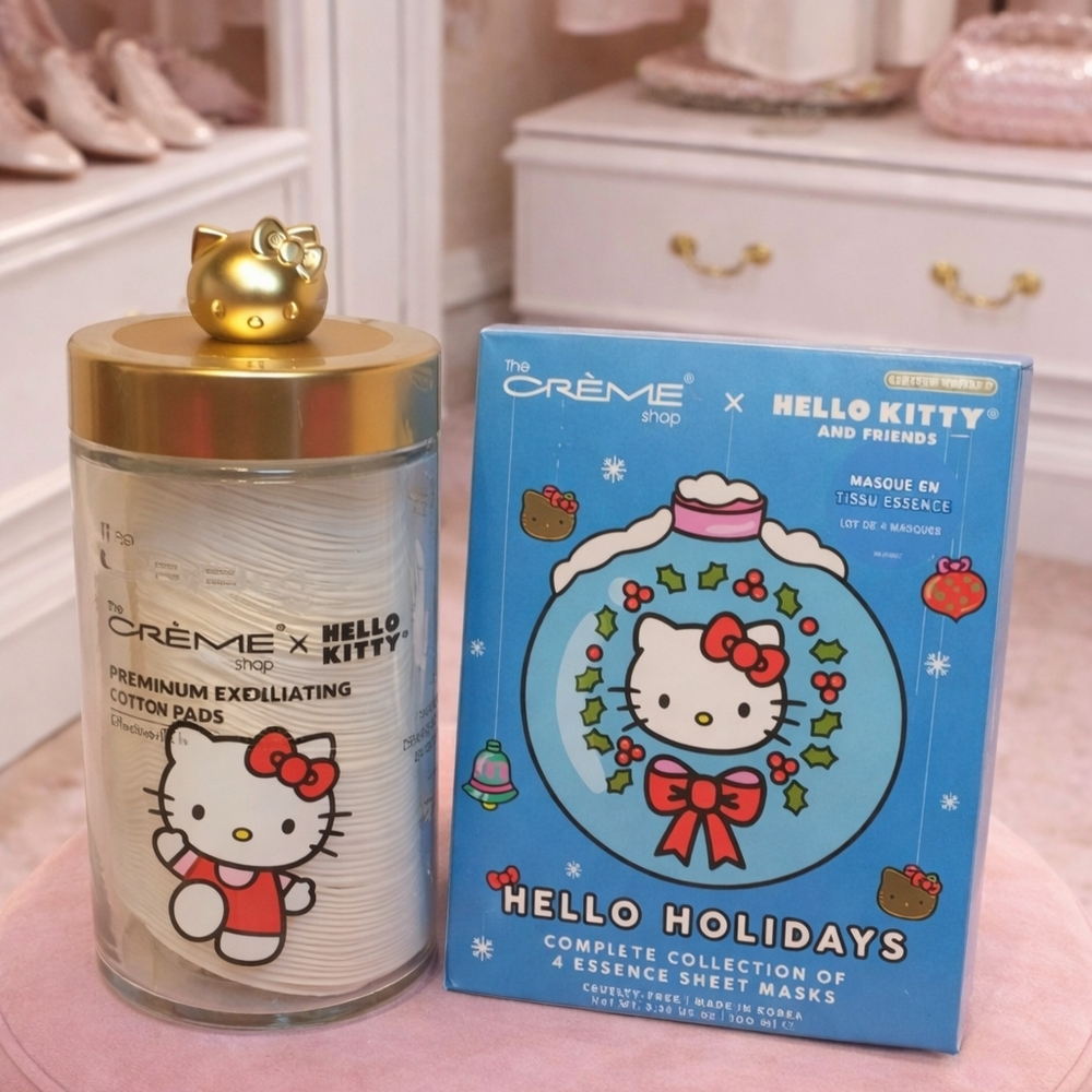 NWT The Creme Shop X Hello Kitty Premium Exfoliating Cotton Pads 4 Sheets Masks